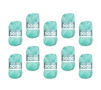 myboshi 50/50-Ganzjahres-Wolle aus Baum- und Merinowolle, für Oberbekleidung geeignet, Mulesing-frei, hochwertiges Häkel-/Strickgarn, 50g, Ll 110m Blau (Meerblau) 10 Knäuel