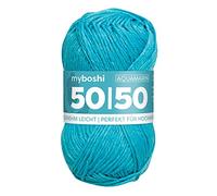 myboshi 50/50-Ganzjahres-Wolle aus Baum- und Merinowolle, Ökotex-Zertifiziert, für Oberbekleidung geeignet, Mulesing-frei, hochwertiges Häkel-/Strickgarn, 1 knl x 50gr, Ll 110m Aquamarin 110m
