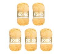 myboshi 50/50-Ganzjahres-Wolle aus Baum- und Merinowolle, für Oberbekleidung geeignet, Mulesing-frei, hochwertiges Häkel-/Strickgarn, 50g, Ll 110m Gelb (Vanille) 5 Knäuel