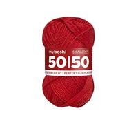 myboshi 50/50-Ganzjahres-Wolle aus Baum- und Merinowolle, für Oberbekleidung geeignet, Mulesing-frei, hochwertiges Häkel-/Strickgarn, 50g, Ll 110m Rot (Signalrot) 1 Knäuel