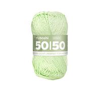 myboshi 50/50-Ganzjahres-Wolle aus Baum- und Merinowolle, für Oberbekleidung geeignet, Mulesing-frei, hochwertiges Häkel-/Strickgarn, 50g, Ll 110m Grün (Minze), 1 Knäuel