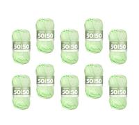 myboshi 50/50-Ganzjahres-Wolle aus Baum- und Merinowolle, für Oberbekleidung geeignet, Mulesing-frei, hochwertiges Häkel-/Strickgarn, 50g, Ll 110m Grün (Minze) 10 Knäuel