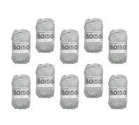 myboshi 50/50-Ganzjahres-Wolle aus Baum- und Merinowolle, für Oberbekleidung geeignet, Mulesing-frei, hochwertiges Häkel-/Strickgarn, 50g, Ll 110m Grau (Silber) 10 Knäuel