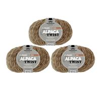 myboshi Alpaca Twist, melierter Alpaka-Woll-Mix, für Pullover, Schals u.v.m., 50g, Lauflänge 90m Beige 3 Knäuel