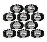 myboshi Alpaca Twist, melierter Alpaka-Woll-Mix, für Pullover, Schals u.v.m., 50g, Lauflänge 90m Schwarz 10 Knäuel