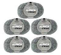 myboshi Alpaca Twist, melierter Alpaka-Woll-Mix, für Pullover, Schals u.v.m., 50g, Lauflänge 90m Steingrau, 5 Knäuel