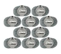 myboshi Alpaca Twist, melierter Alpaka-Woll-Mix, für Pullover, Schals u.v.m., 50g, Lauflänge 90m Steingrau 10 Knäuel