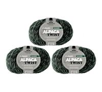 myboshi Alpaca Twist, melierter Alpaka-Woll-Mix, für Pullover, Schals u.v.m., 50g, Lauflänge 90m Waldgrün 3 Knäuel