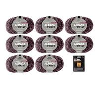 myboshi Alpaca Twist, melierter, weicher Alpaka-Woll-Mix mit Label, für Pullover, Schals u.v.m., temperaturausgleichend, 50g, Lauflänge 90m Burgunder 8 Knäuel