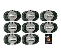 myboshi Alpaca Twist, melierter, weicher Alpaka-Woll-Mix mit Label, für Pullover, Schals u.v.m., temperaturausgleichend, 50g, Lauflänge 90m Waldgrün 8 Knäuel