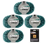 myboshi Alpaca Twist, melierter, weicher Alpaka-Woll-Mix mit Label, für Pullover, Schals u.v.m., temperaturausgleichend, 50g, Lauflänge 90m Petrol 4 Knäuel