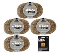 myboshi Alpaca Twist, melierter, weicher Alpaka-Woll-Mix mit Label, für Pullover, Schals u.v.m., temperaturausgleichend, 50g, Lauflänge 90m Beige 4 Knäuel