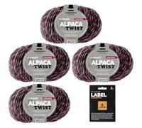 myboshi Alpaca Twist, melierter, weicher Alpaka-Woll-Mix mit Label, für Pullover, Schals u.v.m., temperaturausgleichend, 50g, Lauflänge 90m Burgunder 4 Knäuel