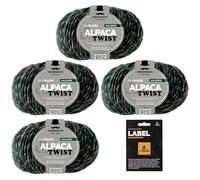 myboshi Alpaca Twist, melierter, weicher Alpaka-Woll-Mix mit Label, für Pullover, Schals u.v.m., temperaturausgleichend, 50g, Lauflänge 90m Waldgrün 4 Knäuel