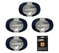 myboshi Alpaca-Wolle inkl. original Label in Lederoptik, zum Häkeln/Stricken, temperaturregulierend, angenehm weich, für Damenoberbekleidung Blau (Marine), 4 Knäuel