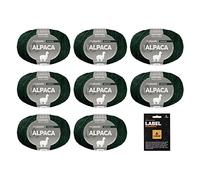 myboshi Alpaca-Wolle inkl. original Label in Lederoptik, zum Häkeln/Stricken, temperaturregulierend, angenehm weich, für Damenoberbekleidung Grün (Smaragd), 8 Knäuel