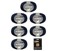 myboshi Alpaca-Wolle inkl. original Label in Lederoptik, zum Häkeln/Stricken, temperaturregulierend, angenehm weich, für Damenoberbekleidung Blau (Marine), 6 Knäuel