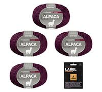 myboshi Alpaca-Wolle inkl. original Label in Lederoptik, zum Häkeln/Stricken, temperaturregulierend, angenehm weich, für Damenoberbekleidung Rosa (Fuchsia), 4 Knäuel