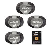 myboshi Alpaca-Wolle inkl. original Label in Lederoptik, zum Häkeln/Stricken, temperaturregulierend, angenehm weich, für Damenoberbekleidung Grau (Titangrau), 4 Knäuel