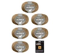 myboshi Alpaca-Wolle inkl. original Label in Lederoptik, zum Häkeln/Stricken, temperaturregulierend, angenehm weich, für Damenoberbekleidung Braun (Ocker), 6 Knäuel