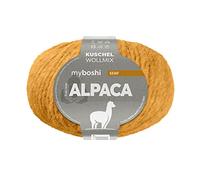 myboshi Alpaca-Wolle zum Häkeln/Stricken, temperaturregulierend, angenehm weich, für Damenoberbekleidung, Gelb (Senf), 1 Knäuel