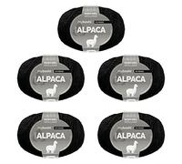 myboshi Alpaca-Wolle zum Häkeln/Stricken, temperaturregulierend, angenehm weich, für Damenoberbekleidung, Schwarz (Schwarz), 5 Knäuel