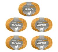 myboshi Alpaca-Wolle zum Häkeln/Stricken, temperaturregulierend, angenehm weich, für Damenoberbekleidung, Gelb (Senf), 5 Knäuel