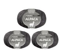 myboshi Alpaca-Wolle zum Häkeln/Stricken, temperaturregulierend, angenehm weich, für Damenoberbekleidung, Grau (Titangrau) 3 Knäuel
