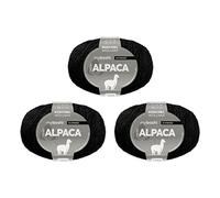 myboshi Alpaca-Wolle zum Häkeln/Stricken, temperaturregulierend, angenehm weich, für Damenoberbekleidung, Schwarz (Schwarz) 3 Knäuel