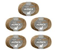 myboshi Alpaca-Wolle zum Häkeln/Stricken, temperaturregulierend, angenehm weich, für Damenoberbekleidung, Braun (Ocker), 5 Knäuel
