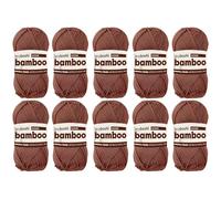 myboshi Bamboo, natürlich weiches Bambus-Baumwollgarn, zum Häkeln und Stricken, strapazierfähig, 50g, 125m, Braun (Kastanie), 10 Knäuel