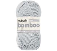 myboshi Bamboo, natürlich weiches Bambus-Baumwollgarn, zum Häkeln und Stricken, strapazierfähig, 50g, 125m, Grau (Silber), 1 Knäuel