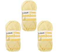 myboshi Bamboo, natürlich weiches Bambus-Baumwollgarn, zum Häkeln und Stricken, strapazierfähig, 50g, 125m, Gelb (Vanille) 3 Knäuel