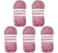 myboshi Bamboo, natürlich weiches Bambus-Baumwollgarn, zum Häkeln und Stricken, strapazierfähig, 50g, 125m, Rosa (Altrosa) 5 Knäuel