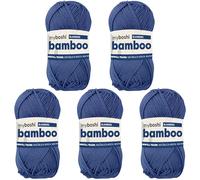 myboshi Bamboo, natürlich weiches Bambus-Baumwollgarn, zum Häkeln und Stricken, strapazierfähig, 50g, 125m, Blau (Blaubeere) 5 Knäuel