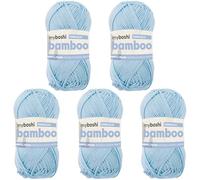 myboshi Bamboo, natürlich weiches Bambus-Baumwollgarn, zum Häkeln und Stricken, strapazierfähig, 50g, 125m, Blau (Himmelblau) 5 Knäuel
