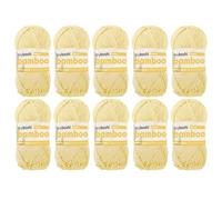 myboshi Bamboo, natürlich weiches Bambus-Baumwollgarn, zum Häkeln und Stricken, strapazierfähig, 50g, 125m, Gelb (Vanille), 10 Knäuel