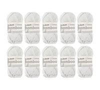 myboshi Bamboo, natürlich weiches Bambus-Baumwollgarn, zum Häkeln und Stricken, strapazierfähig, 50g, 125m, Weiß (Weiß), 10 Knäuel