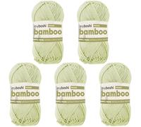 myboshi Bamboo, natürlich weiches Bambus-Baumwollgarn, zum Häkeln und Stricken, strapazierfähig, 50g, 125m, Grün (Pistazie) 5 Knäuel