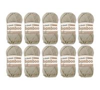 myboshi Bamboo, natürlich weiches Bambus-Baumwollgarn, zum Häkeln und Stricken, strapazierfähig, 50g, 125m, Beige (Beige), 10 Knäuel