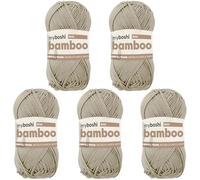 myboshi Bamboo, natürlich weiches Bambus-Baumwollgarn, zum Häkeln und Stricken, strapazierfähig, 50g, 125m, Beige (Beige) 5 Knäuel