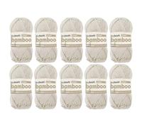 myboshi Bamboo, natürlich weiches Bambus-Baumwollgarn, zum Häkeln und Stricken, strapazierfähig, 50g, 125m, Beige (Elfenbein), 10 Knäuel