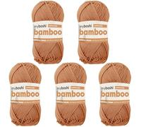 myboshi Bamboo, natürlich weiches Bambus-Baumwollgarn, zum Häkeln und Stricken, strapazierfähig, 50g, 125m, Braun (Cappuccino) 5 Knäuel