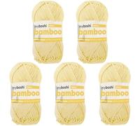 myboshi Bamboo, natürlich weiches Bambus-Baumwollgarn, zum Häkeln und Stricken, strapazierfähig, 50g, 125m, Gelb (Vanille) 5 Knäuel