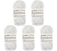 myboshi Bamboo, natürlich weiches Bambus-Baumwollgarn, zum Häkeln und Stricken, strapazierfähig, 50g, 125m, Weiß (Weiß) 5 Knäuel