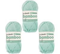 myboshi Bamboo, natürlich weiches Bambus-Baumwollgarn, zum Häkeln und Stricken, strapazierfähig, 50g, 125m, Grün (Minze) 3 Knäuel