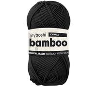 myboshi Bamboo, natürlich weiches Bambus-Baumwollgarn, zum Häkeln und Stricken, strapazierfähig, 50g, 125m, Schwarz (Schwarz), 1 Knäuel