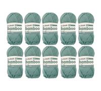 myboshi Bamboo, natürlich weiches Bambus-Baumwollgarn, zum Häkeln und Stricken, strapazierfähig, 50g, 125m, Grün (Agave), 10 Knäuel
