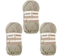myboshi Bamboo, natürlich weiches Bambus-Baumwollgarn, zum Häkeln und Stricken, strapazierfähig, 50g, 125m, Beige (Beige) 3 Knäuel