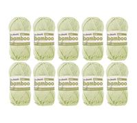 myboshi Bamboo, natürlich weiches Bambus-Baumwollgarn, zum Häkeln und Stricken, strapazierfähig, 50g, 125m, Grün (Pistazie), 10 Knäuel